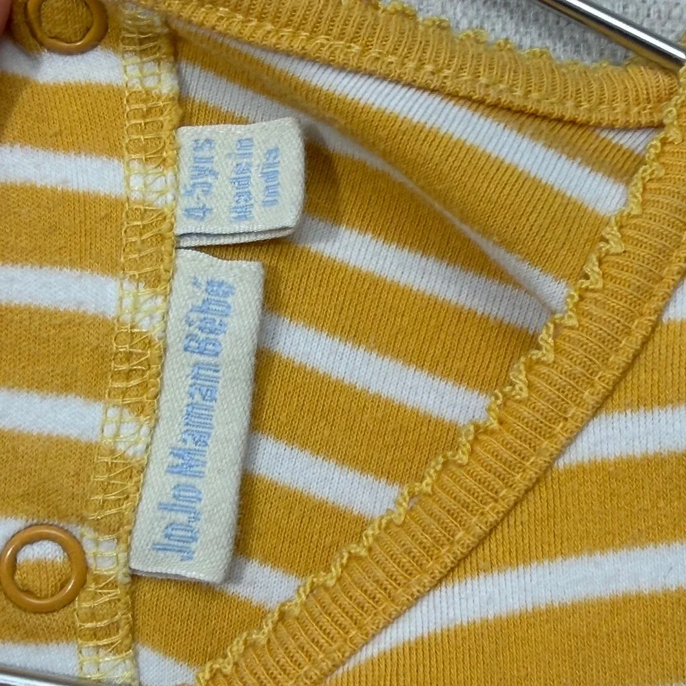 JoJo Maman Bebe Girls 4-5Y Mustard Stripe Llama Applique Cotton Dress